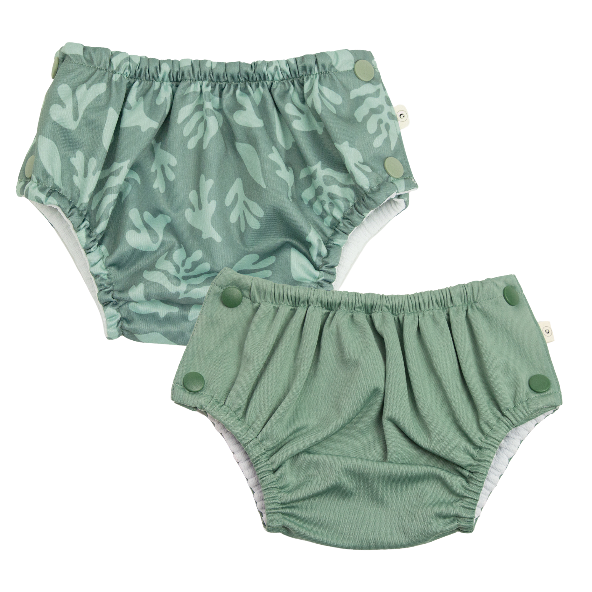 2 Pack of Swim Nappies | Sea Life + Olive - Medium 7-11kg