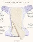 EcoNaps Reusable Eco Cloth Nappy 3 Pack - For Her