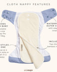 EcoNaps Reusable Eco Cloth Nappy 3 Pack - For Him