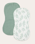 Olive / Olive Leaf Burp Cloth Duo