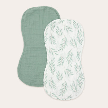 Olive / Olive Leaf Burp Cloth Duo