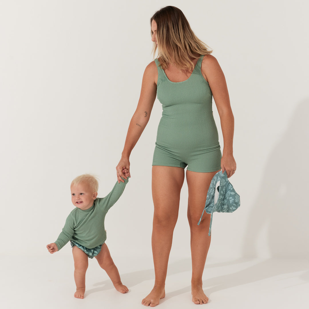 Olive Curve Boyleg Onesie